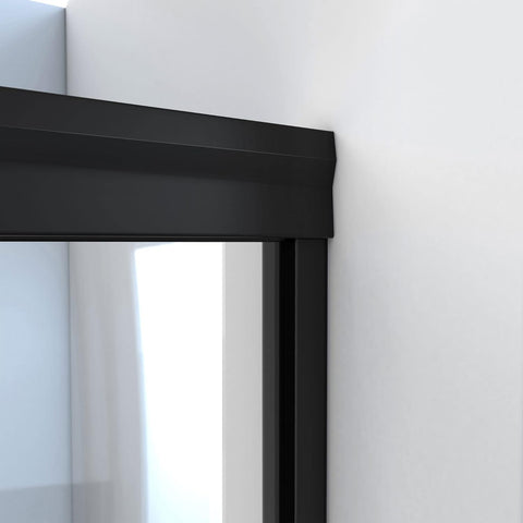 BATHWILLER Glass Shower Door Frameless: 40"-44" W x 76" H Waterproof Glass Shower Door 5/16" (8mm) Clear Tempered Glass, Dual Sliding Doors, Stainless Steel Hardware, Matte Black