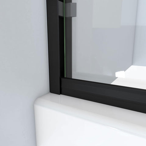 BATHWILLER Glass Shower Door Frameless: 40"-44" W x 76" H Waterproof Glass Shower Door 5/16" (8mm) Clear Tempered Glass, Dual Sliding Doors, Stainless Steel Hardware, Matte Black