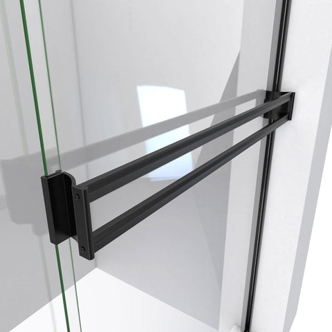 BATHWILLER Glass Shower Door Frameless: 40"-44" W x 76" H Waterproof Glass Shower Door 5/16" (8mm) Clear Tempered Glass, Dual Sliding Doors, Stainless Steel Hardware, Matte Black
