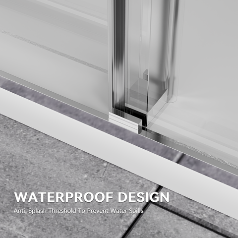 BATHWILLER Glass Shower Door Frameless: 50"-58" W x 75" H Waterproof Glass Shower Door 5/16" (8mm) Clear Tempered Glass, Dual Sliding Doors, Stainless Steel Hardware, Chrome Finish