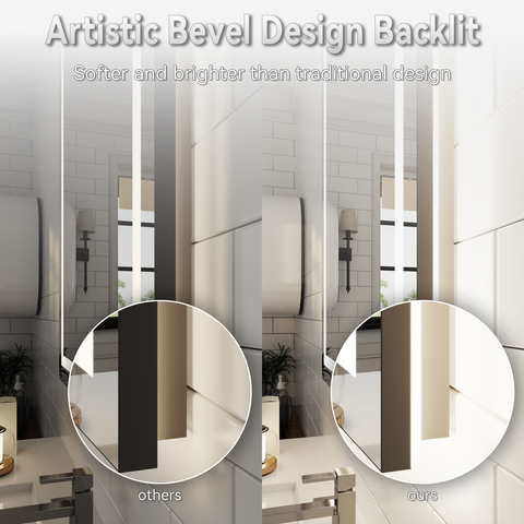 LED Bathroom Mirror Black Frame: 24"x36" Wall Vanity Mirrors with lights Front and Backlit, Lighted Mirrors with Smart Anti-Fog, 3 Colors Dimmable, HD Glass, ETL Listed, Matte Black