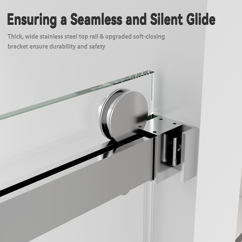 BATHWILLER Glass Shower Door Frameless: 50"-58" W x 75" H Waterproof Glass Shower Door 5/16" (8mm) Clear Tempered Glass, Dual Sliding Doors, Stainless Steel Hardware, Chrome Finish